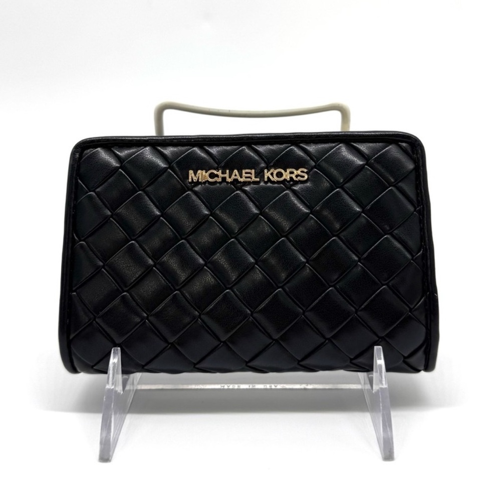 Michael Kors Medium Quilted Bifold Zip Chain Wallet Black